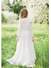 Long Sleeve Ivory Lace Chiffon Wedding Dress